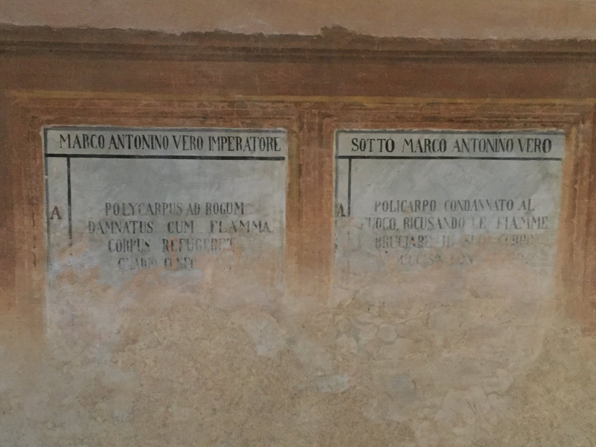 MarkWerling5's tweet photo. Today is the feast of St. Polycarp. He was taught by the Apostle John, and martyred in the reign of Marcus Aurelius. Noted at Santo Stefano Rotondo in Rome. #FeastDay #StPolycarp https://t.co/cErEw6IYOx