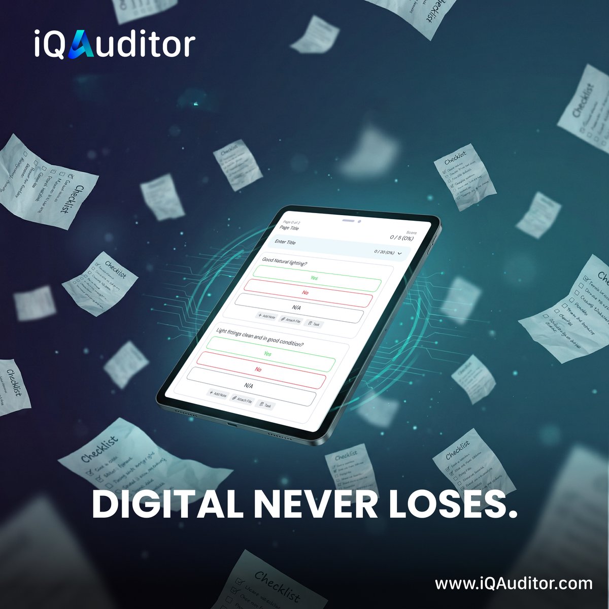 iQAuditor's tweet photo. Tired of dealing with paper checklists that always seem to go missing?
iQAuditor Checklists fix that.. Simple. Powerful. Always accessible.
Say goodbye to the frustration of paper-based checklists and hello to a more efficient, streamlined way of working. https://t.co/oSuSPvyMwD
