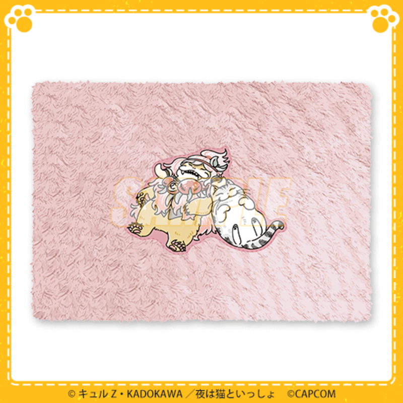 Capcom_capkuji's tweet photo. ／
『モンスターハンターワイルズ』
　×
『夜は猫といっしょ』
＼

モンスターハンターワイルズと夜は猫といっしょがコラボ🐈️
オンラインくじ開催中✨️

🐾ぷっくりクッション
🐾ブランケット
🐾Tシャツetc.

キュルZ先生の描き下ろしイラストを使った豪華���ッズがラインナップ🎁

🔻詳細はこちら🔻
