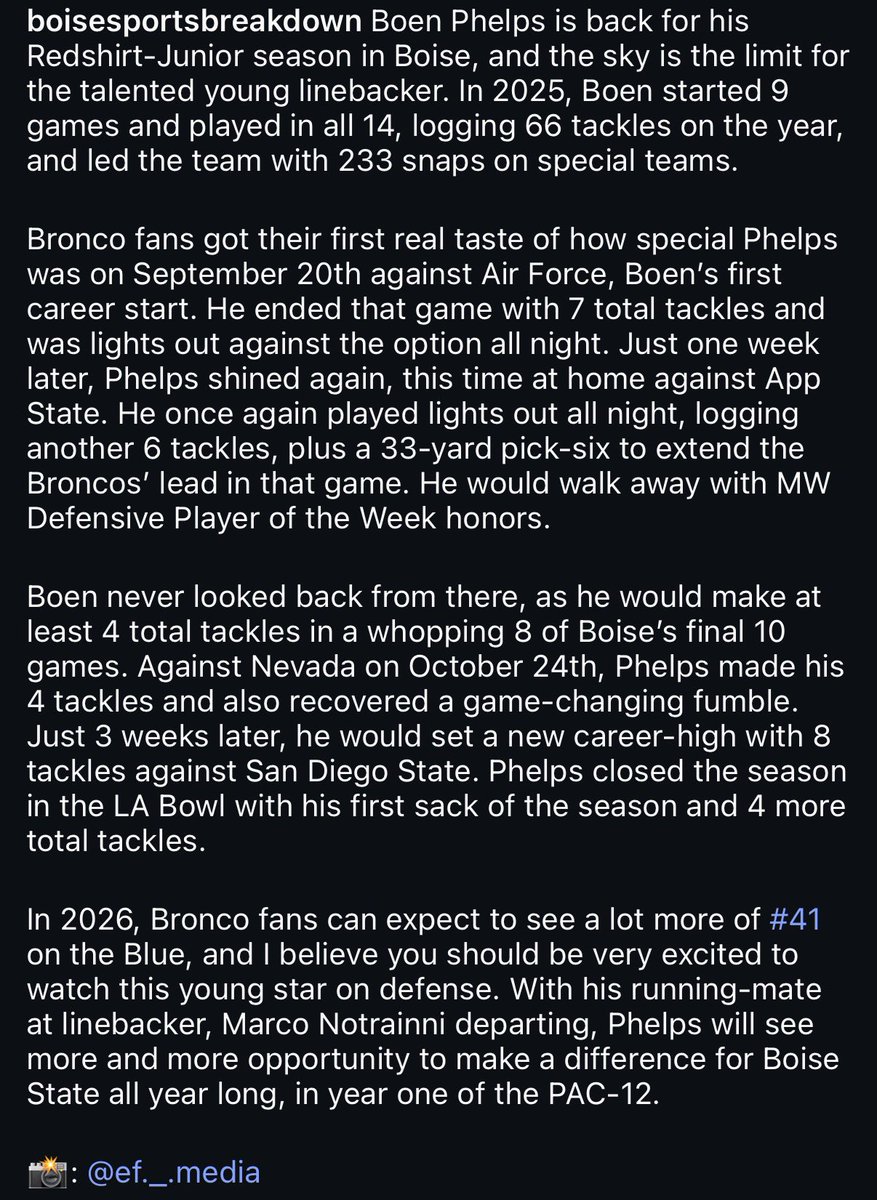 bsubreakdown's tweet photo. Another player spotlight: Boen Phelps! Love this guy at linebacker, most definitely one of my favorite players! https://t.co/YOc7WHJRz1
