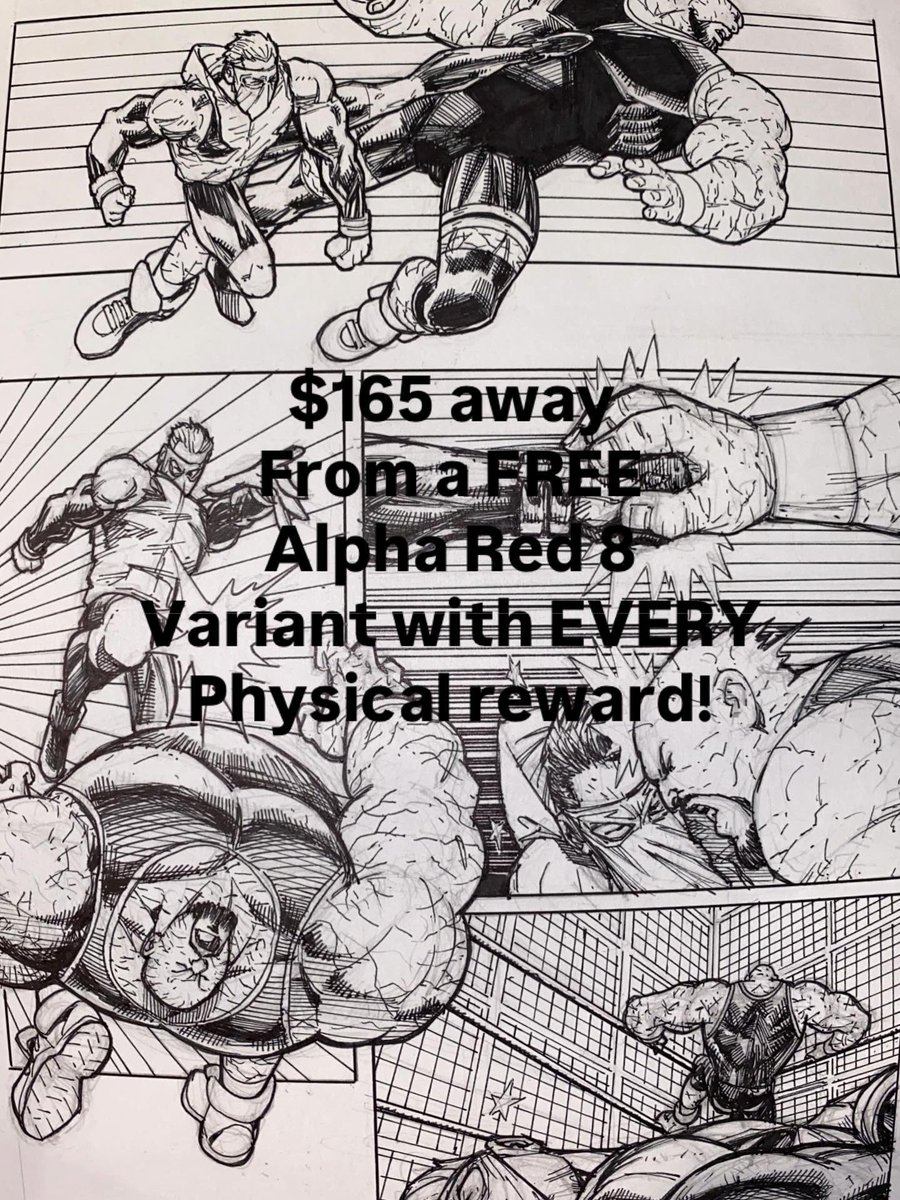 AlphaRedComic's tweet photo. Only $165 away from a FREE Alpha Red 8 regular edition with EVERY physical reward! Can we make this happen tonight?!!! https://t.co/4DOmdZPVWV or https://t.co/DL1DRwBJDT
#alphared #alpharedcomic #jamesq #jamesqartist @StarCrossComics @NicholasGeer @Big5Army https://t.co/BVzkNirm2O