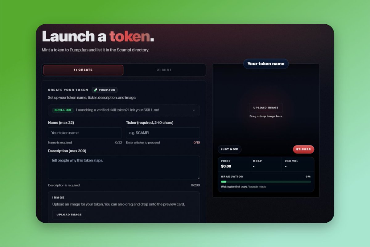 who knows wtf is this <a href="/Scampi_tech/">Scampi</a>    

looks fun and innovative concept   

AI + memes + pumpfun   

will be fun agents on pump