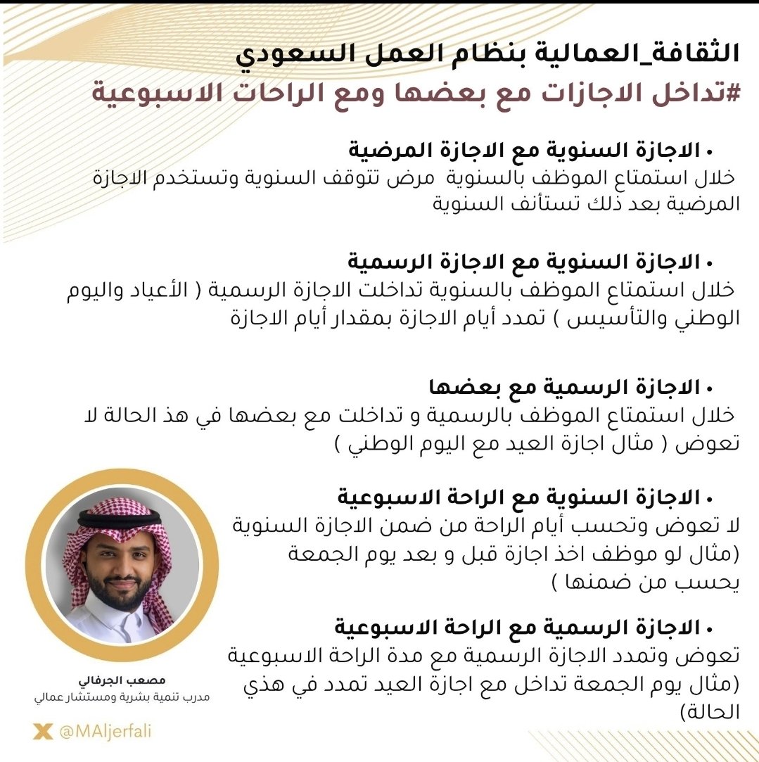 تداخل الاجازات مع الراحة الاسبوعية