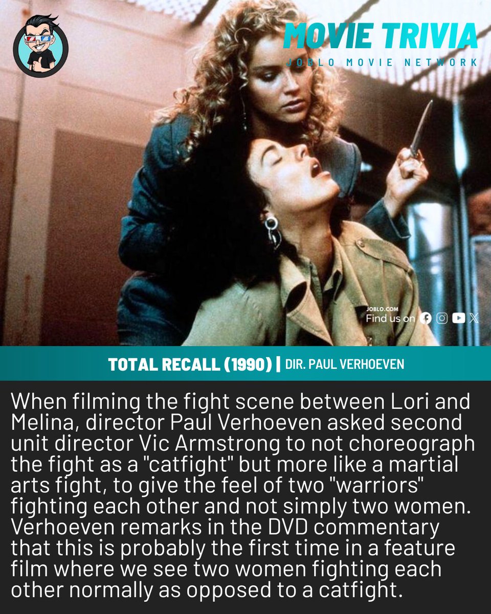 joblocom's tweet image. Movie Trivia: Total Recall (1990) 🎥 
 #TotalRecall #PaulVerhoeven #SharonStone #SciFiClassic