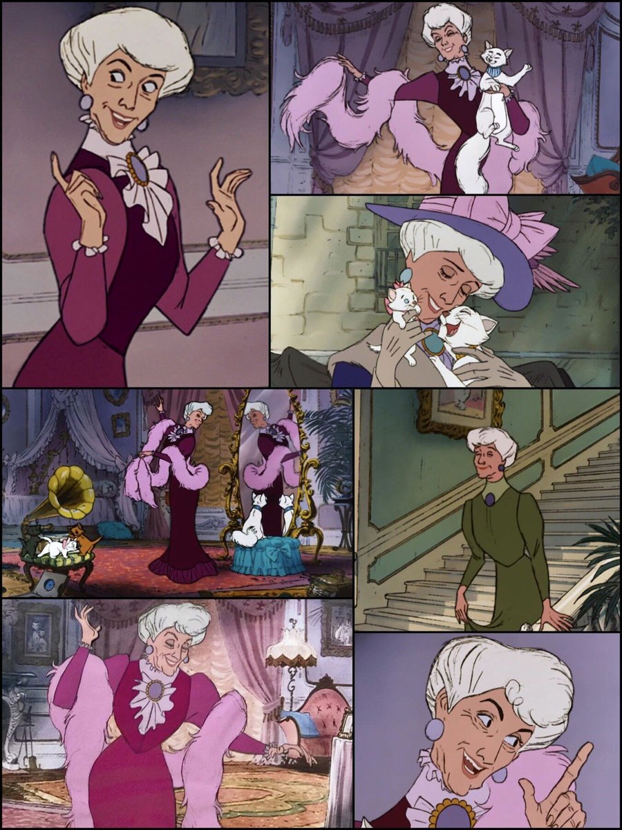 You can't say that about Madame Adelaide Bonfamille: she's shown as nothing but happy about her life, and her cats love her as much as she loves them.

Remember: they're her only family. No other relatives.

Also, she's got so much elegance and grace at her age. She's an icon!