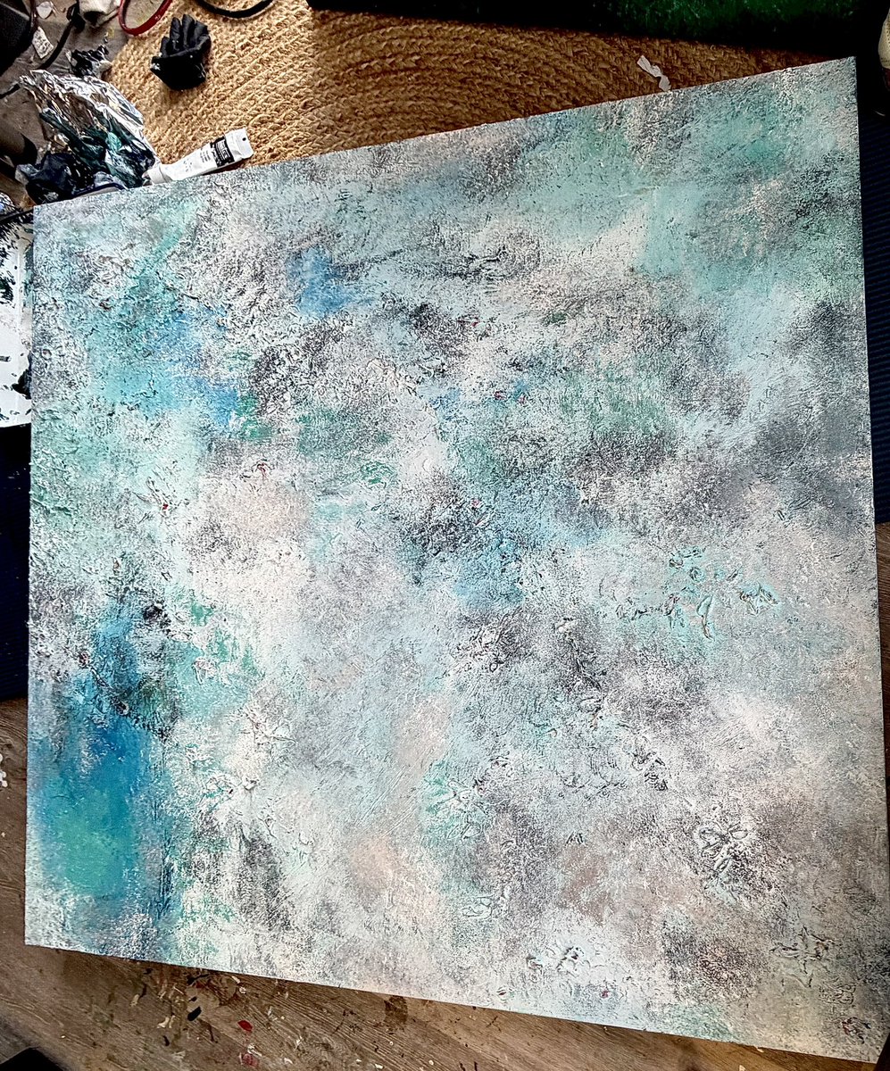 KellieThomasWal's tweet photo. Recycling an old painting. The texture from the previous one pops through nicely. 48x48 #abstractartwork #abstractart #abstractpainting #art #artwork #artist #painting #kelliethomaswalker #artstudio #contemparyart #modernart #writer #artgallery #largescaleart https://t.co/ic3SxF6ZWF