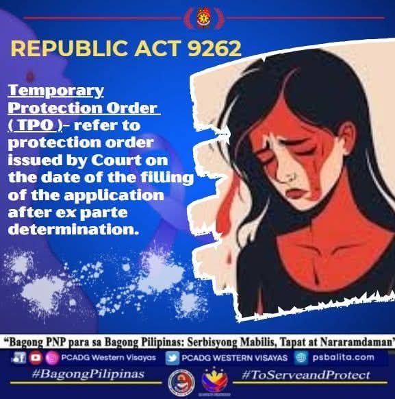 PCADGWesternVis's tweet photo. REPUBLIC ACT 9262

DISCLAIMER: CTTO of the photos, videos, and optics. No copyright infringement.

#SerbisyongMabilisTapatAtNararamdaman
#BagongPNPSaBagongPilipinas
#PCADGRegion6
#PCADGWesternVisayas https://t.co/m1JMVKcTNz