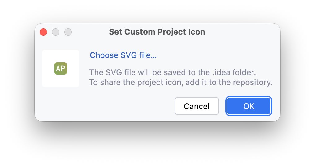 Samuraism's tweet photo. Window Arrangerでプロジェクトアイコンが表示されていますが、これはツールバー右クリック>”Set Custom Project Icon…”で設定できます。.idea/icon.svgに保存されるのでGitに追加しましょう。

アイコンはプロジェクト一覧やプロジェクト画面左上にも表示されます。
#jbtips #JetBrainsIDEテクニック https://t.co/kI1nWmFzYn