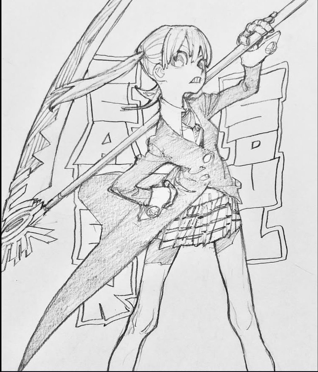 absolutely obsessed with urana’s drawings of death the kid and maka