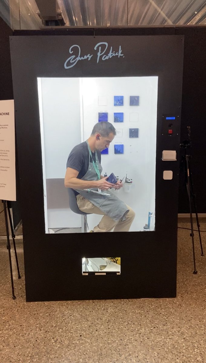 jamespatrickart's tweet photo. I created an ART VENDING MACHINE, people would buy my art with red tokens much like who you'd get your snacks. watch here: https://t.co/xlYr1ch6X2 #artvendingmachine #art https://t.co/DOq3UncRED