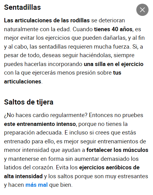 Dice El Confidencial que, a partir de los 40 años, no debes hacer sentadillas, peso muerto, sprints, saltos..., que son justamente algunos de los mejores ejercicios que hay. Básicos.

Los grandes medios de comunicación, salvo casos puntuales, son máquinas de causar enfermedad.