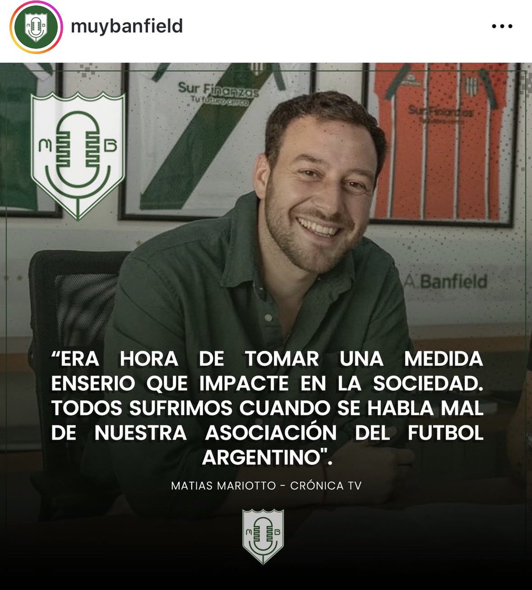Declaraciones de Matías Mariotto con los amigos de muy #banfield apoyando la medida de tapia de parar el futbol contra las embestidas permanentes del gobierno.