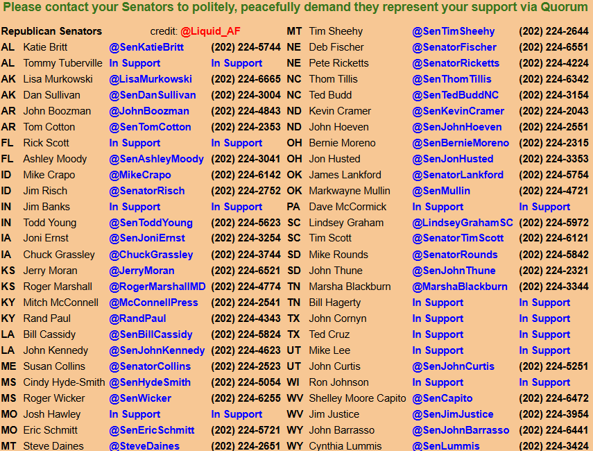It only takes 51.

Politely flood the GOP Senate comms until 51 stand up and join a quorum to advance the #SAVEAmericaAct through the filibuster.

After the debate, it takes 51 votes to pass.

That's it, those are the rules, no "nuking" no changes needed 

#MAGA #Barbz BE HEARD!
