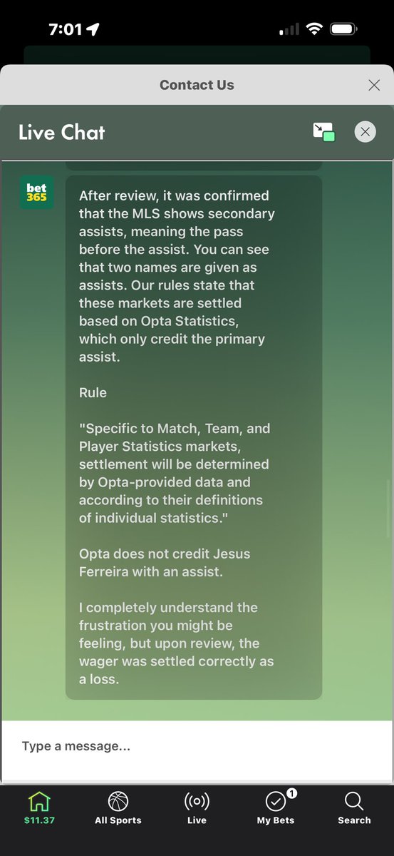 BC_615's tweet photo. @bet365 Get yalls shit together. The stat mechanic yall use isn’t right. They claimed Ferreira had the secondary assist. Here he is passing the ball directly to Rothrock for the assist https://t.co/U3h3PvHly6