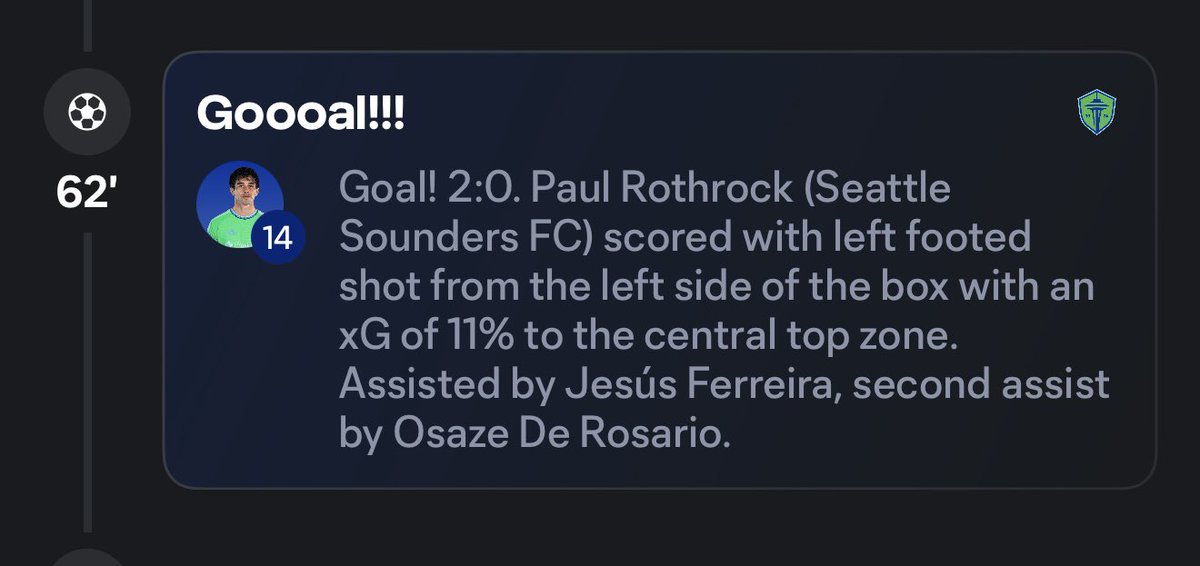 BC_615's tweet photo. @bet365 Get yalls shit together. The stat mechanic yall use isn’t right. They claimed Ferreira had the secondary assist. Here he is passing the ball directly to Rothrock for the assist https://t.co/U3h3PvHly6