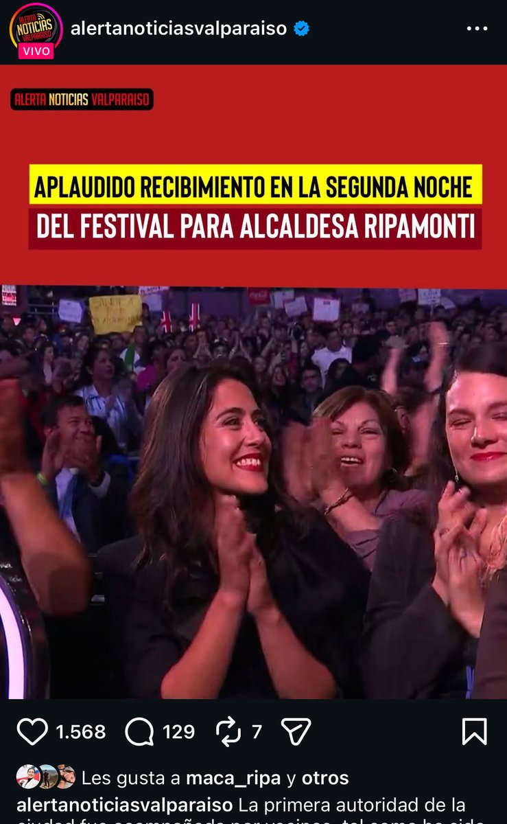 #Ripamonti está completamente desesperada. Lleva dos noches donde al presentarla la pifiaron como nunca. Su equipo no encontró nada mejor q pagar por publicaciones en los medios de prensa digitales para hacer creer q la aplaudieron🤣

<a href="/AlertaNoticiasV/">Alerta Noticias Valparaíso</a> vendidos. 
#Viña2026