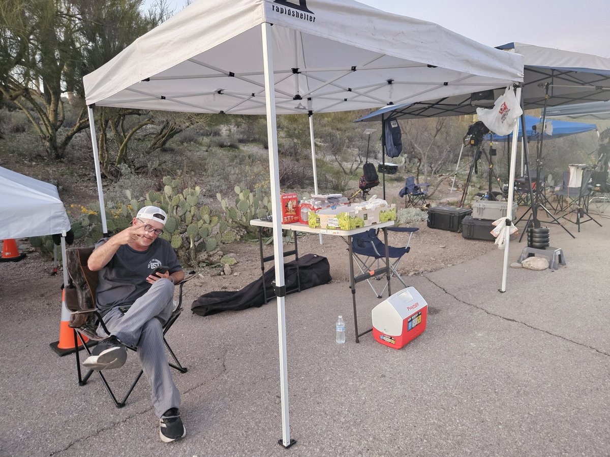ABC News left us their canopy tent, table &amp; chairs. Out front of Nancy Guthrie's home.