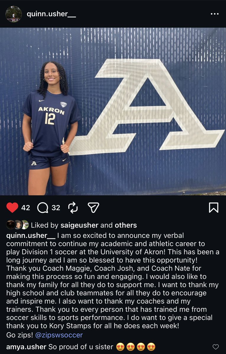 Congratulations to Quinn Usher class of 2027, on her commitment to play soccer at the University of Akron! All of your hard work is paying off! Stay focused as the ride has just started. <a href="/IndyEleven/">Indy Eleven</a> <a href="/gochsathletics/">Cathedral Athletics</a> <a href="/MaxPreps/">MaxPreps</a> <a href="/ImYouthSoccer/">ECNL/GA/Recruiting/College Soccer</a> <a href="/ECNLgirls/">ECNL Girls</a>
