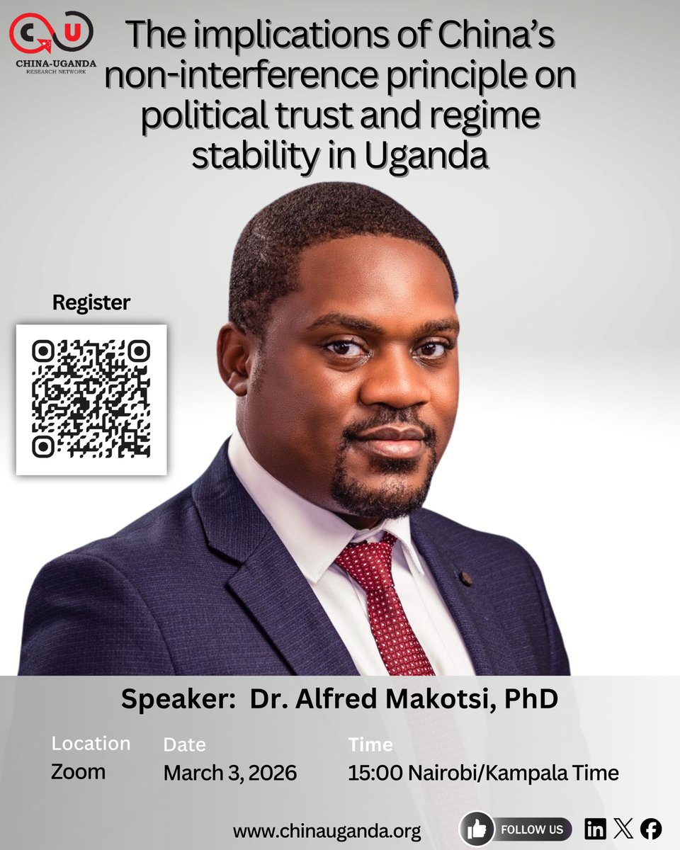 china_uganda's tweet photo. Exactly one week before this amazing presentation from #DrAlfredMakotsi. Please make sure you sign up to receive the webinar link. We are all excited to meet you soon. Just so you know, our events are 100% free.
#Africa
#Uganda
#China
#NonInterferencePolicy
#Politics https://t.co/XR2DTInmoi