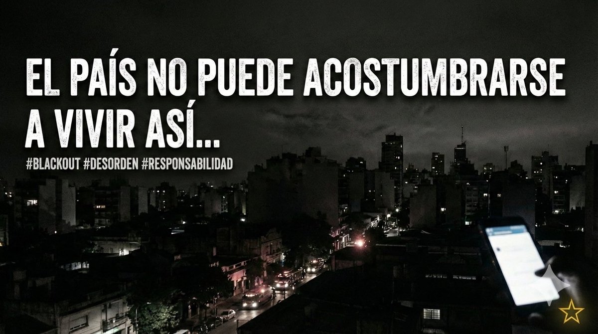 JohnnyPujols's tweet photo. El país en blackout, por segunda vez en meses. Se ha perdido capacidad de control y planificación. El desorden es visible en sectores claves: tránsito, salud, sistema eléctrico y economía. Hacer campaña es fácil, gobernar  es otra cosa. El país no puede acostumbrarse a vivir así. https://t.co/8fCdQDhlUk