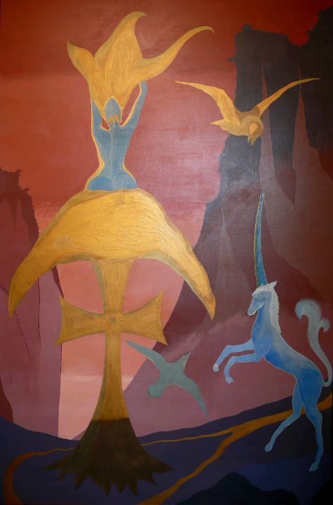 DiowJordan95290's tweet photo. Art of the Day! "BLUE LADY WITH UNICORN, oil painting". Buy at: https://t.co/R8kw5F25f4 https://t.co/9u0H9qNgxV