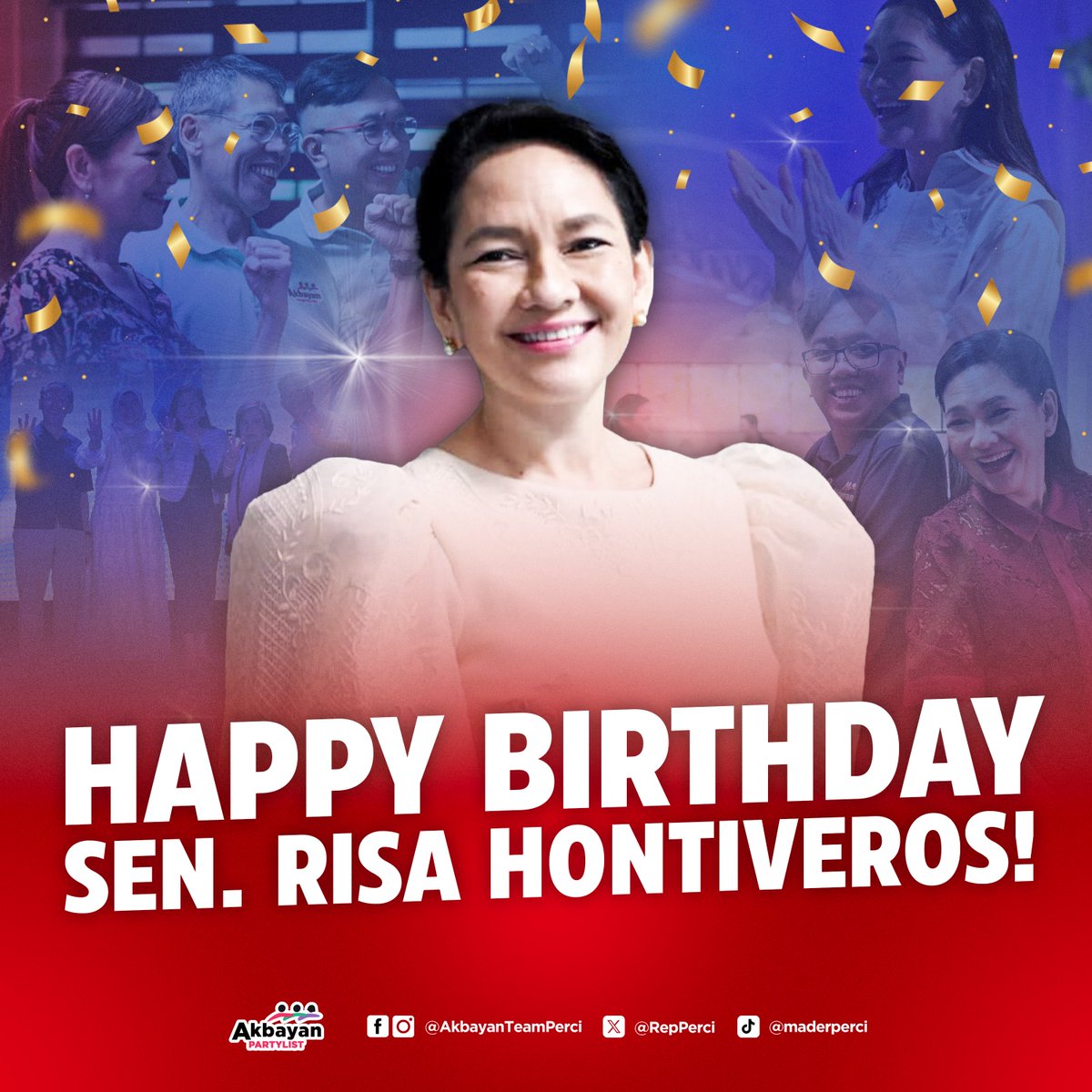 𝗛𝗮𝗽𝗽𝘆 𝗕𝗶𝗿𝘁𝗵𝗱𝗮𝘆 𝗦𝗲𝗻. 𝗥𝗶𝘀𝗮 𝗛𝗼𝗻𝘁𝗶𝘃𝗲𝗿𝗼𝘀! 🥳💜

Patuloy ka naming aAkbayan sa bawat hakbang ng buhay. Bonggang happy birthday at mahigpit na yakap, Sen. Risa! 🫂💜