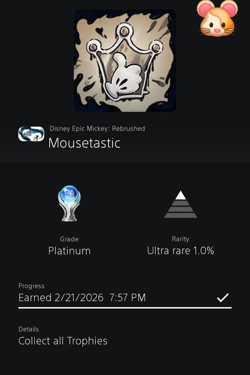 wolverine1215_'s tweet image. Platinum 721 🏆 Disney Epic Mickey: Rebrushed 

Very fun platformer game. The gameplay is really fun! My son really liked this one. It is a solid game with a good amount of playthroughs. Took 36 hours/difficulty 3/10 #platinumtrophy #platinumhunter #PS4share