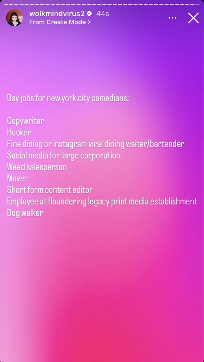 🚨Ivy Wolk shares some Day Jobs for New York City Comedians! via IG Stories