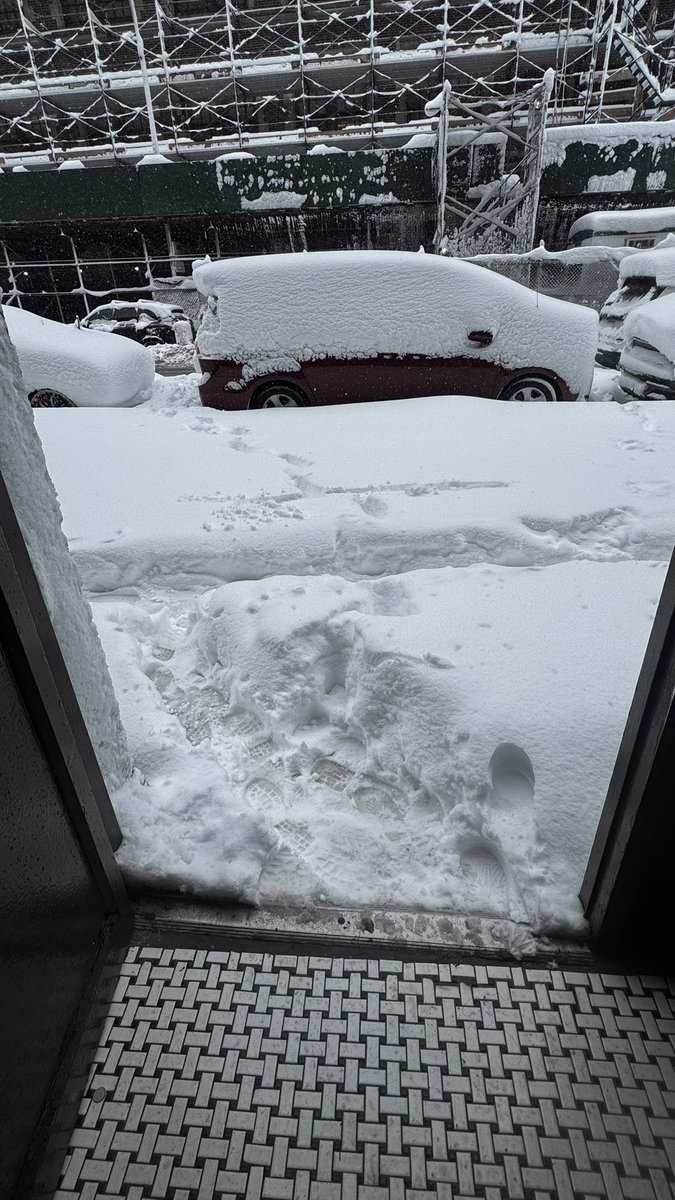 nastyern's tweet photo. Entrance of my building NYC Blizzard https://t.co/8bDr7awFlX