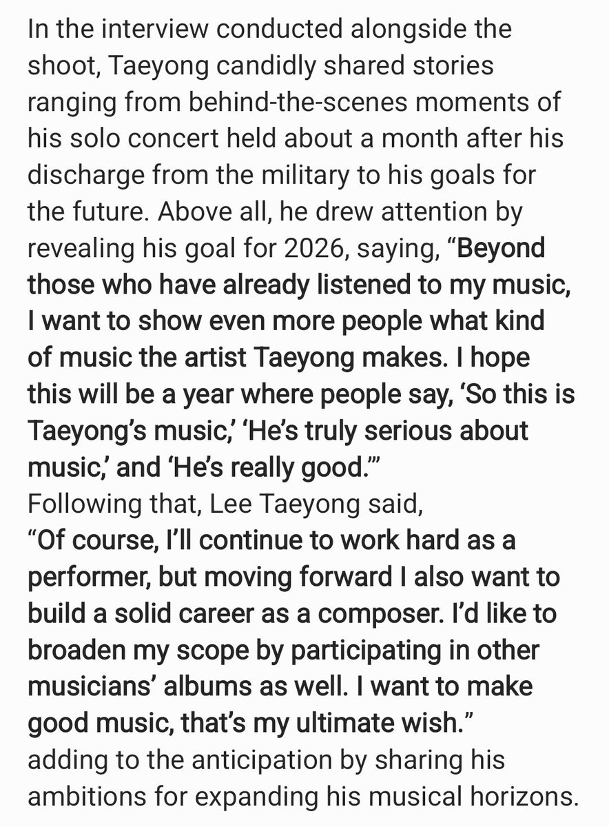 #TAEYONG via marie claire korea

“of course i’ll keep working hard as a performer but moving forward i want to build a solid career as a composer. i’d like to expand my scope by participating in other musicians’ albums as well. i want to make good music, that’s my ultimate wish”