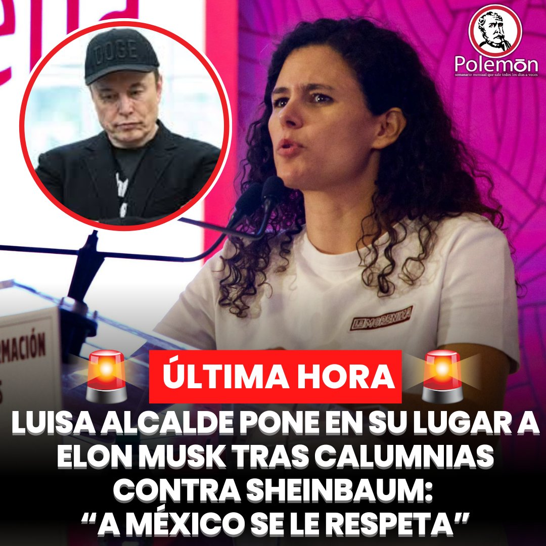 🚨#ÚLTIMAHORA | La Presidenta Nacional de Morena, <a href="/LuisaAlcalde/">Luisa Alcalde</a>, respondió de forma contundente al millonario ultraderechista <a href="/elonmusk/">Elon Musk</a>, quien afirmó que los cárteles son los jefes de la Presidenta <a href="/Claudiashein/">Claudia Sheinbaum Pardo</a>, y le aseguró que la vida de los mexicanos vale más que cualquiera