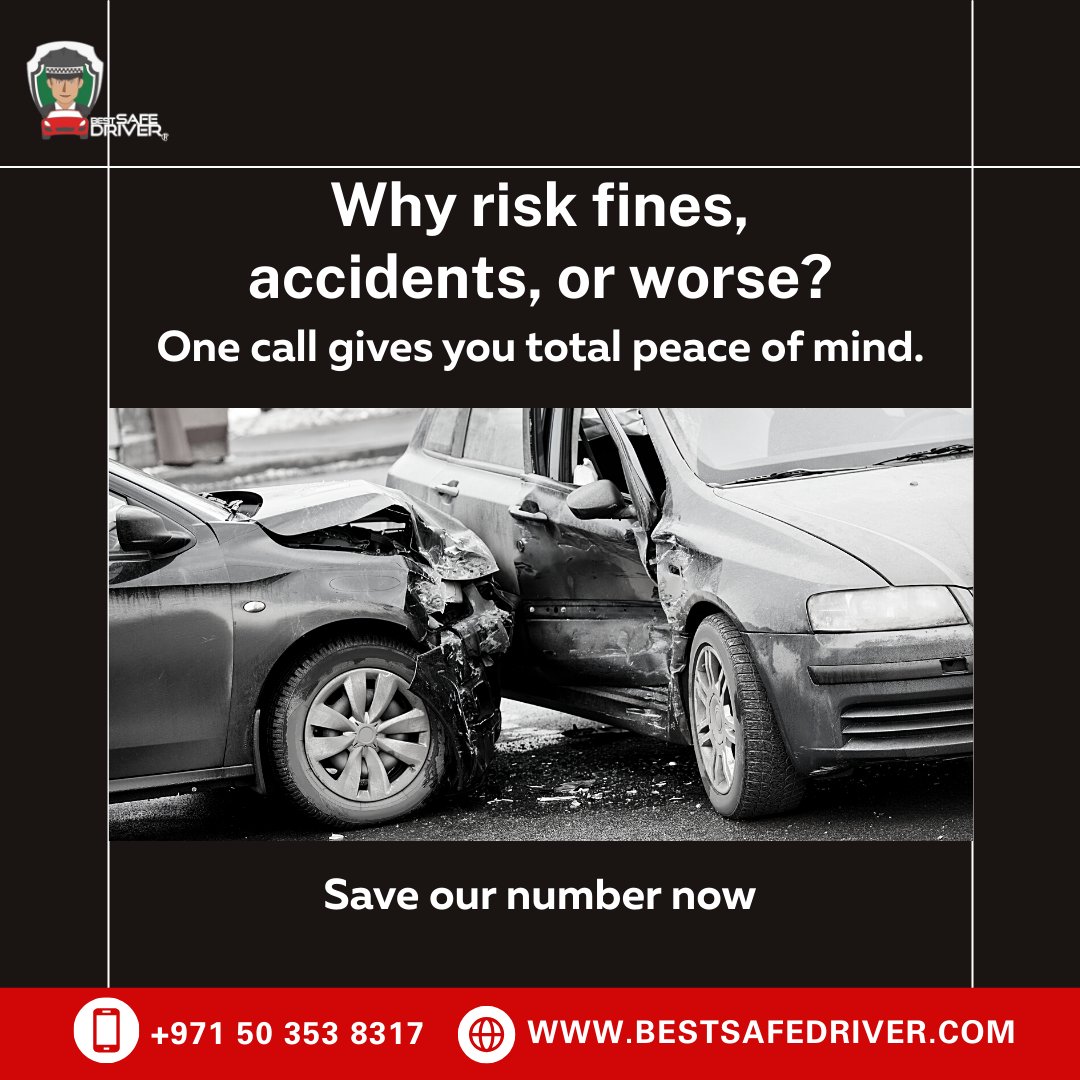 BestSafeDriver1's tweet photo. 🛑 Why risk fines, accidents, or worse?

📞 Call now: +971 50 3538317
🌐 https://t.co/xq5zuAFTY9

#AvoidRisk #SafeDriverDubai #BestSafeDriver #RoadSafetyFirst #NoDrinkDriving #DubaiRules #SmartDriving #ProfessionalHelp #SafeRide #TrustedDrivers #UAETransport #DriveResponsibly https://t.co/O9EIIYqvTZ