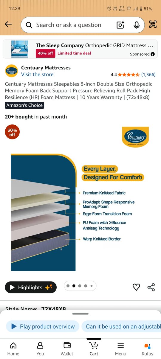 Adithya87655232's tweet photo. This is what I ORDERED vs what I RECEIVED 😡
Bought Century Sleepables Orthopedic Mattress from Amazon expecting back support. The mattress is NOT orthopedic this is defective & misleading.
Extremely despointed #Amazon #ConsumerRights #BadQuality
@amazonIN @CentuaryKiSleep https://t.co/ptJHr9NyKj