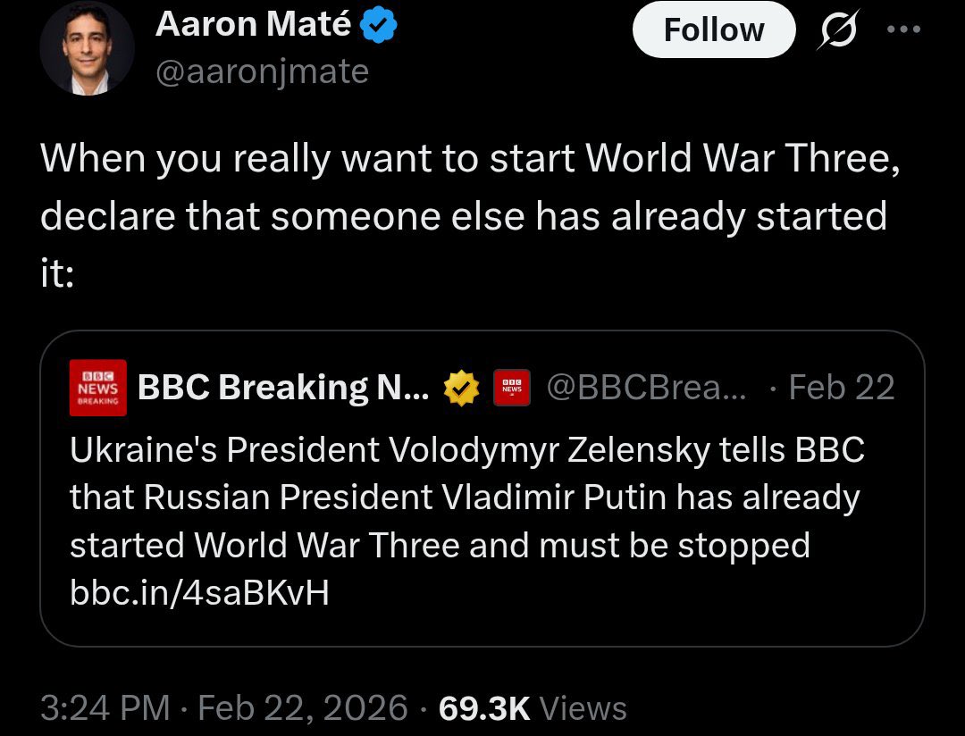 For years, the anti-imperialist/alt-left crowd has been screeching about a WWIII that has never come to fruition.

This rhetoric has become a convenient way for them to justify Russia’s aggression while simultaneously silencing victims into submission.

During the height of the