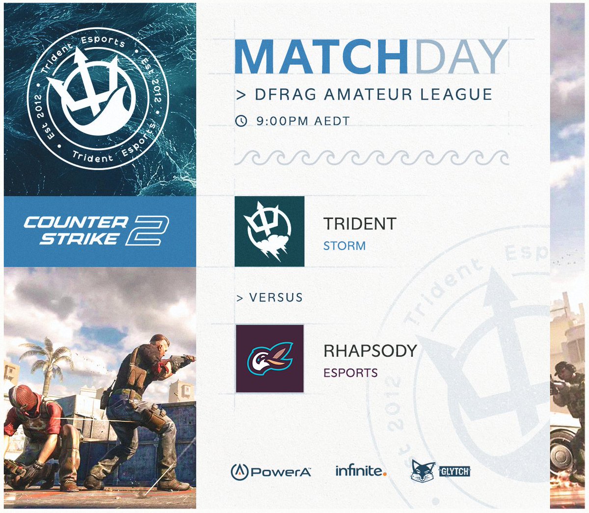 ⛈️#MATCHDAY

All the prep comes down to this. 💪

 #TridentStorm take on #RhapsodyEsports tonight in the first round of DFRAG Amateur League.

#RaiseYourTrident🔱