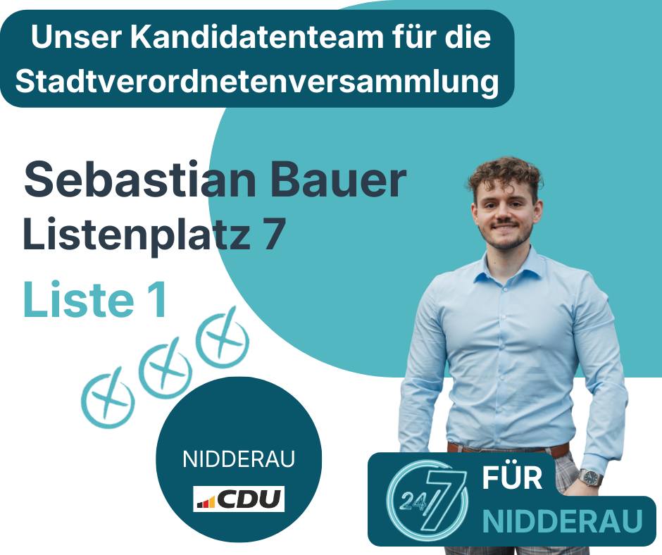 Ein Ostheimer für #Nidderau! 🏠🤝

Sebastian Bauer will Verantwortung übernehmen. Mit seiner Kandidatur für das Stadtparlament (Liste 1, Platz 7) und den Ortsbeirat setzt er sich für die Belange seiner Generation und seiner Nachbarn ein.

Zukunft wählen! 🗳️✨

#CDU #Lokalpolitik