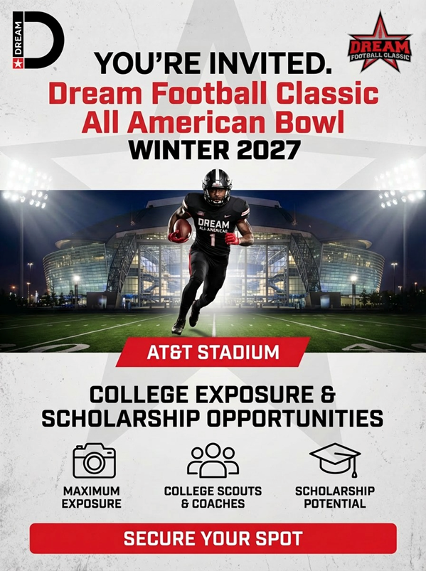 CoachDonRue's tweet photo. @bigkade_54!
Dream All American Events have ADDED Great Value to Prospects like You! 
I would like to invite YOU to attend our showcases! Our Games are in NFL Homes: Colts, Cowboys, Saints and Rams/Chargers!
Click the below link!
https://t.co/ApwXvE3U76 https://t.co/AEYftUvOCY