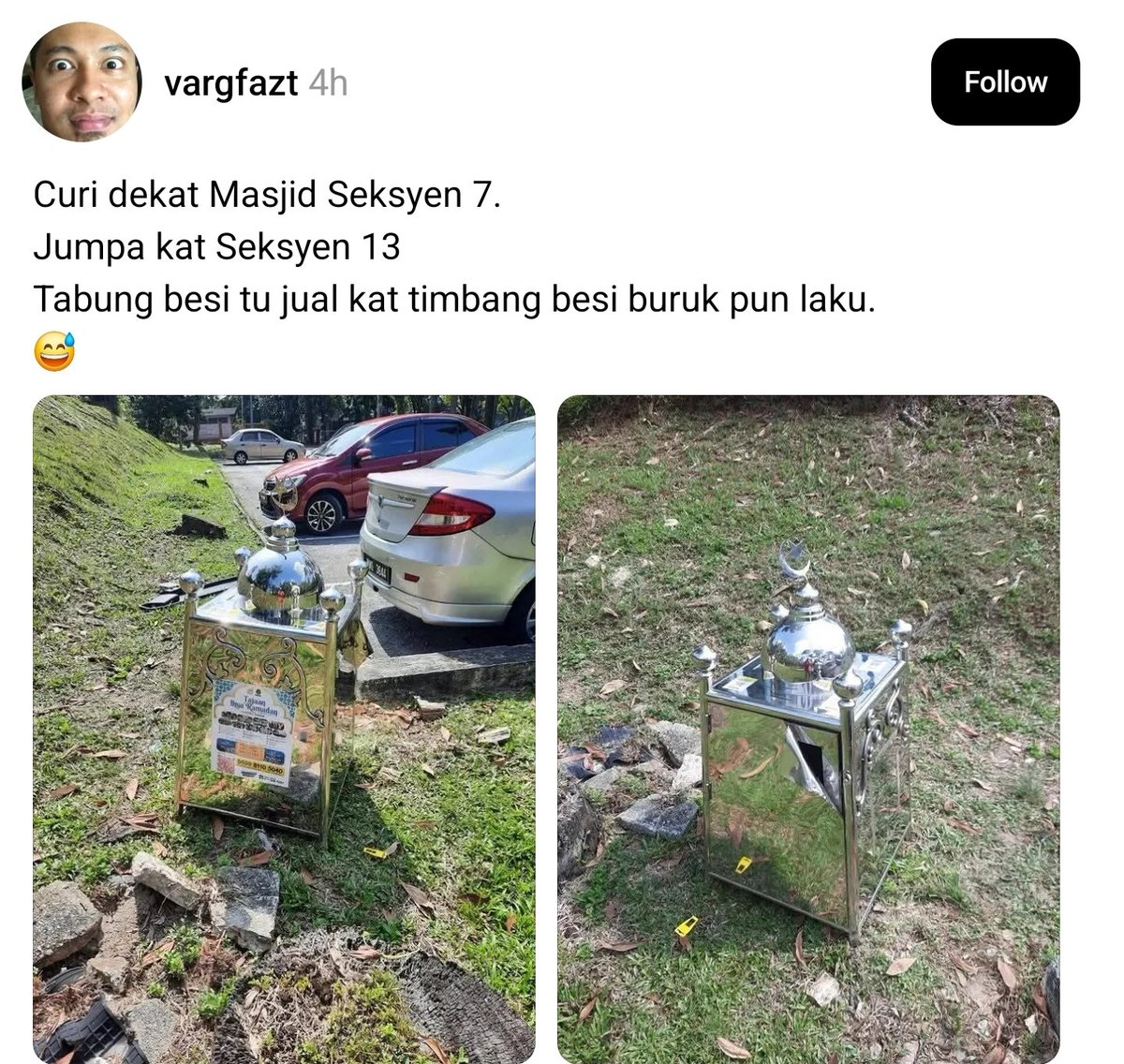 mynewshub's tweet photo. Nape tak jual besi buruk....selain duit curi...dapat lagi duit extra.....

By the way...ada sape-sape kenal ini muka... https://t.co/mvkAGKNTpw
