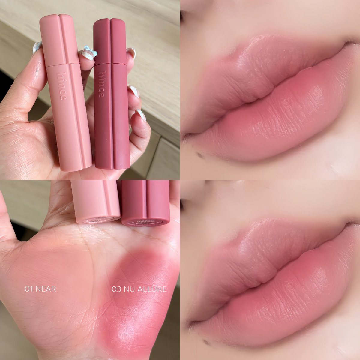 01 ทากับ 03 ✨👉🏻ยิ่งน่ารักอ่ะะะะ สี01 เค้าจะนู้ดกลางๆเหมือนสีลิปไลเนอร์ ที่วิใช้บ่อยๆ ซึ่งใช้สีนี้เป็นพื้นทากับสีอื่น สวยจริงงนะ🥹👄