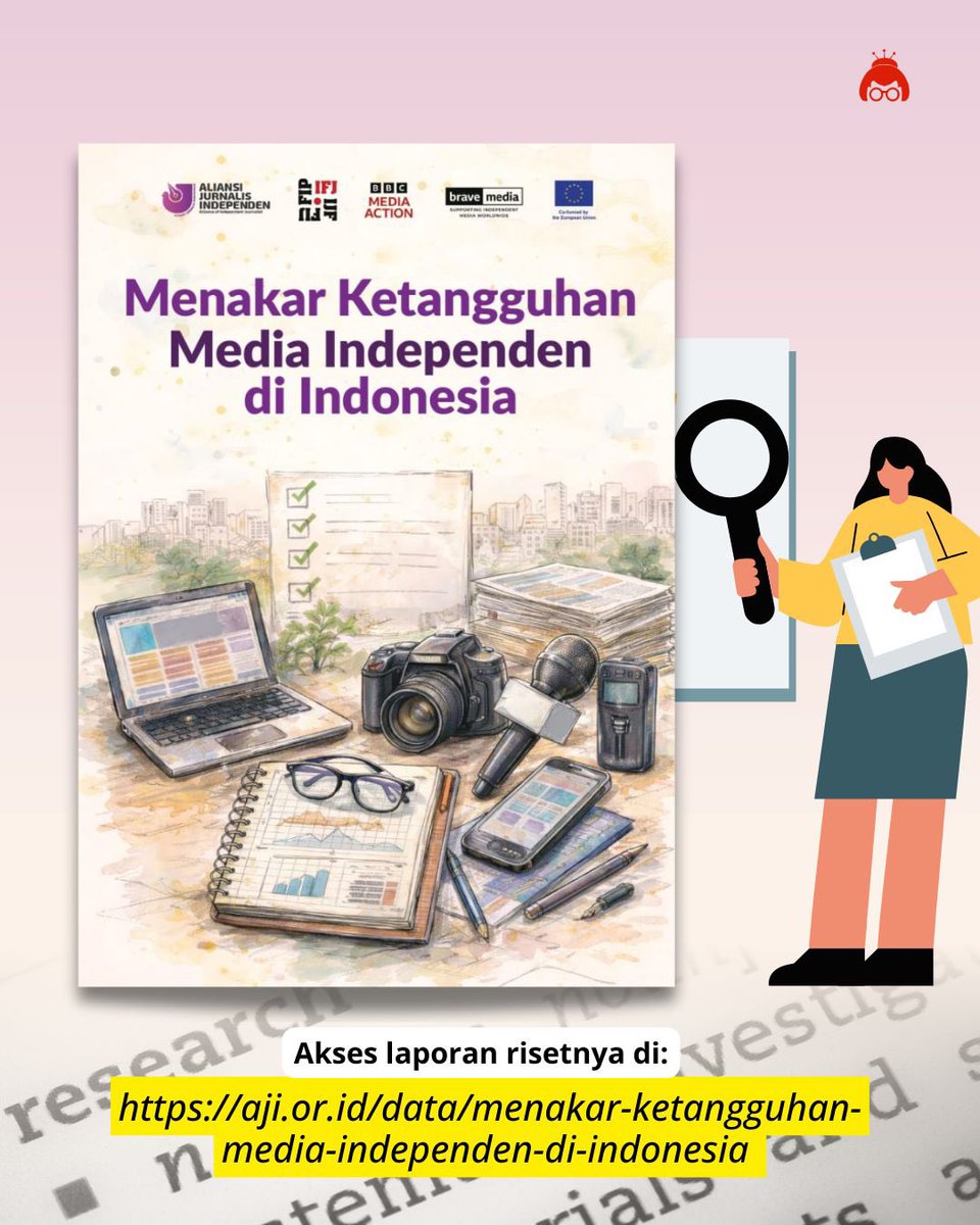 konde_co's tweet photo. Konsep ketangguhan media atau media viability menjadi salah satu gagasan baru. Laporan ini merupakan upaya memperkenalkan sekaligus mengadaptasi gagasan global tentang media viability, untuk kondisi media alternatif di Indonesia pasca disrupsi digital.

Laporan riset “Menakar Ketangguhan Media Independen di Indonesia” ini merupakan kerja sama antara AJI Indonesia, BBC Media Action, dan International Federation of Journalism (IFJ). https://t.co/7M6NyBsQQq menjadi bagian dari Tim Penyusun riset ini.

Tersedia dalam 2 versi bahasa (Indonesia dan Inggris), dan dapat diunduh di laman https://t.co/Hk5hMmx2Ck:

Bahasa Indonesia: https://t.co/IAy9Puevu9

Bahasa Inggris: https://t.co/hZCnw5FKyI 

Tim Penyusun:
Masduki
Febrina Galuh Permanasari
Heru Margianto
Luviana Ariyanti (https://t.co/7M6NyBsQQq)
Rini Yustiningsih
Tri Joko Her Riadi

Editor:
Masduki

Tim Sekretariat:
Aprida Minda Mora
Putri Adenia
Thoriq Haidar

Desain dan Tata Letak:
Krisna Sahwono

#RisetMediaAlternatif
#ViabilityMedia