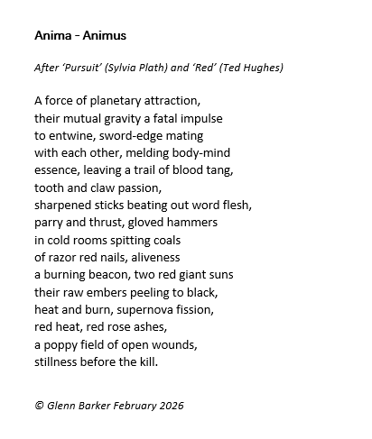 Glenn_A_Barker's tweet photo. For this week's theme on Sylvia Plath and Ted Hughes I've attempted to grapple with the intersection of their lives: what happens when two worlds collide. It's intense.
@TopTweetTuesday 
@blackboughpoems 
@MatthewMCSmith https://t.co/Kho34VFEyw