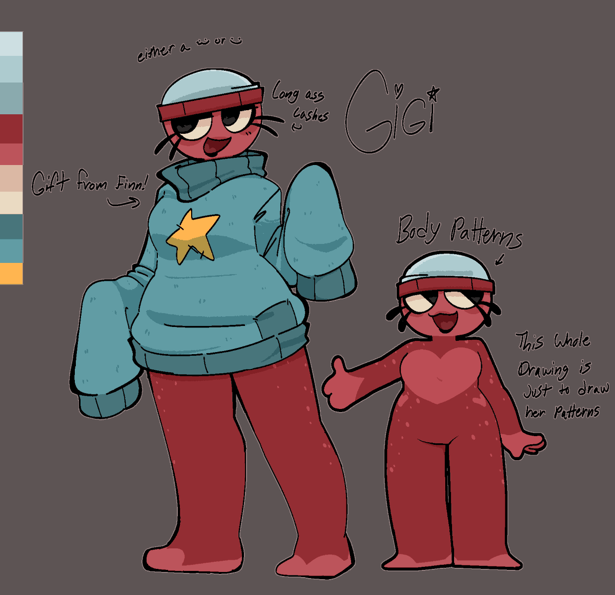 My ref of gigi so i can actually have one when i wanna color her..