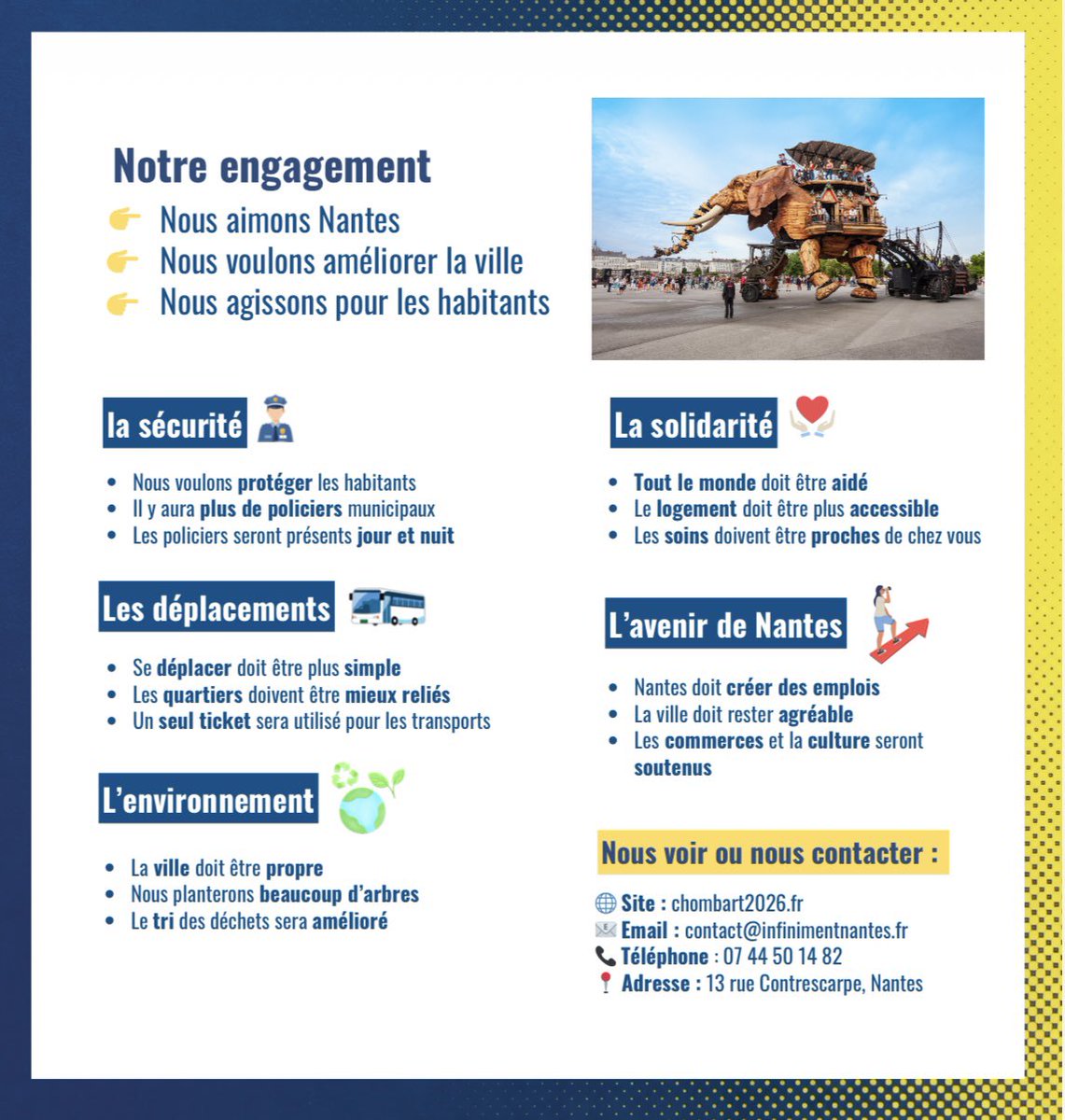 🗳️ L’information doit être accessible à tous !
Nous utilisons le langage FALC pour que notre programme soit clair et compréhensible par tous, notamment les personnes en situation de handicap
15 et 22 mars 2026 : votons <a href="/Foulques44/">Foulques Chombart de Lauwe</a> pour une ville inclusive.
#Nantes #chombart26