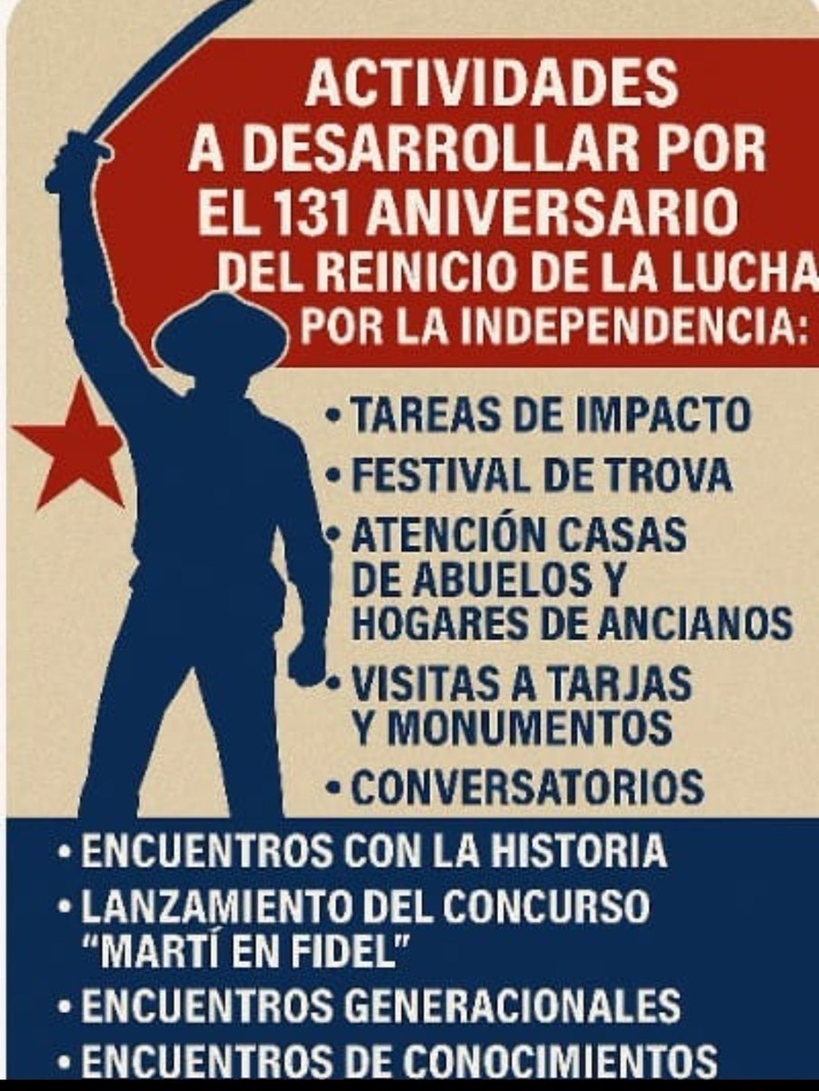 "La Patria se multiplica en mí" 🇨🇺
 
Excelente jornada para conmemorar el #131Aniversario de esta gesta y demostrar que la Revolución Cubana es una sola.