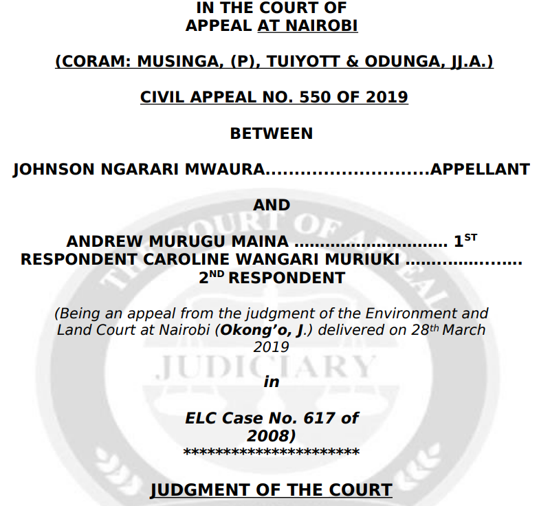 🚨🚨RT WIDELY: Sign Here, and the Law Will Hold You to It - COURT OF APPEAL SPEAKS

In a firm and decisive judgment delivered on 20th February 2026, the Court of Appeal (Musinga (P), Tuiyott &amp; Odunga, JJ.A.) upheld an order of specific performance in Johnson Ngarari Mwaura v