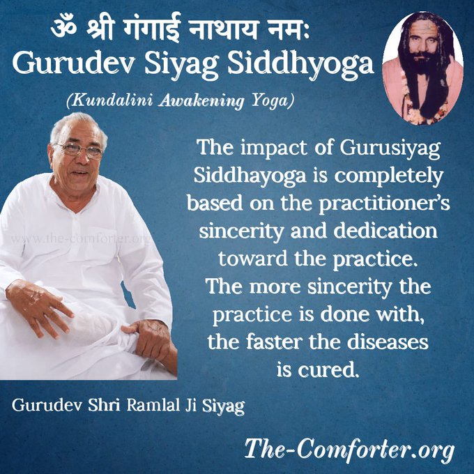 #GSSYForSpiritualGrowth Regular &amp; sincere practice of Gurudev Siyag's Siddhayoga helps the Kundalini energy activate &amp;balance all centers of consciousness as it reaches the crown taking the practitioner to salvation. Trying to mix other spiritual practices &amp;mantras hinders growth