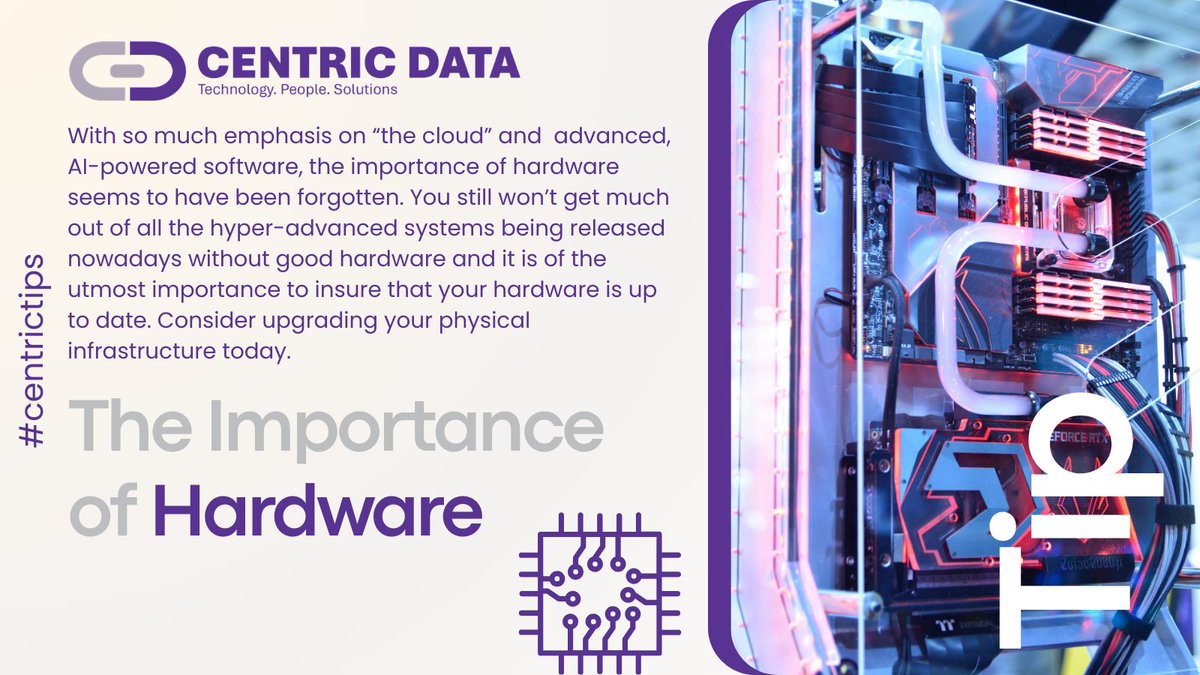 CentricData1's tweet image. Don't let all the new and exciting software solutions out there distract you from the physical side of things. #hardware #upgrade #centrictips
