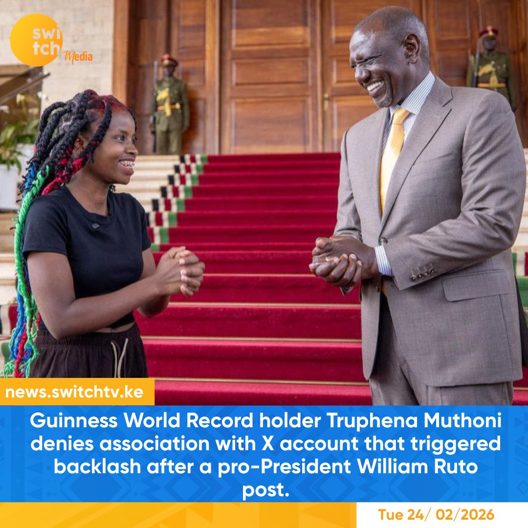 switchtvkenya's tweet photo. Truphena Muthoni denies owning the viral X account that triggered backlash after a President William Ruto post, saying, โI have never been on X.โ
Full details ๐ https://t.co/b2PYVzUKRK
#TruphenaMuthoni #WilliamRuto #TreeHuggingRecord #GuinnessWorldRecord https://t.co/qf5KCE7MSs