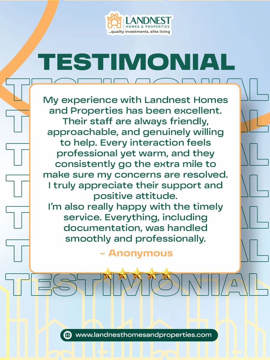 LandnestOfficia's tweet photo. Nothing speaks louder than a satisfied client.

We’re intentional about making every interaction professional, seamless, and genuinely supportive, from first inquiry to final documentation.

Thank you for trusting us. Reviews like this remind us why we do what we do. https://t.co/Bd34q03dg4