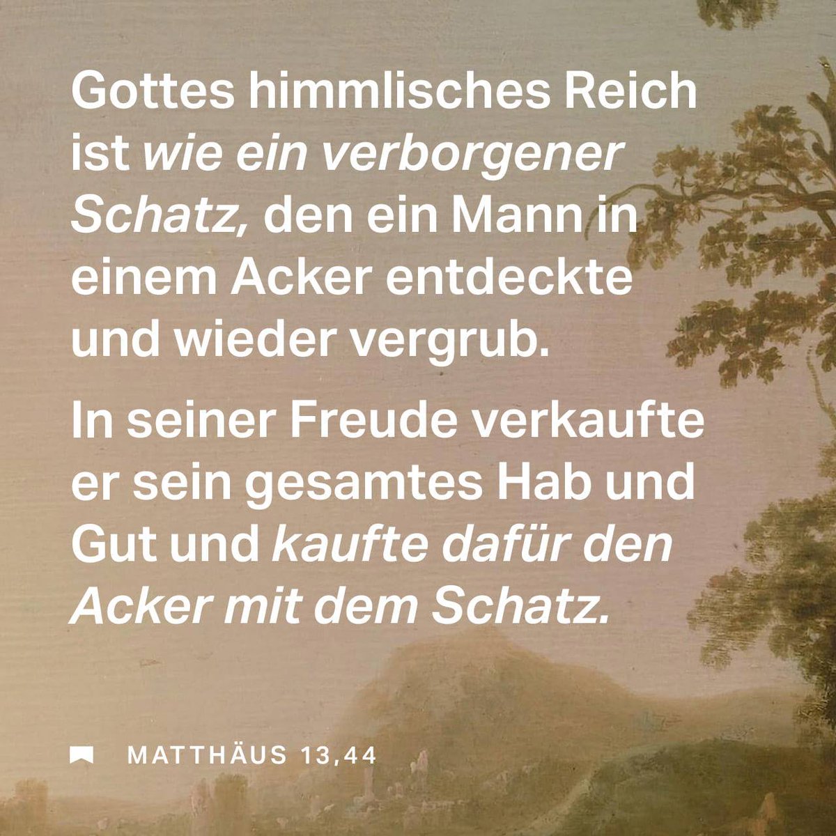 Doch er behielt den Schatz nicht nur für sich, sondern teilte ihn, damit sich viele daran freuten.
Der Schatz den ich meine? 
Das Wort Gottes.
Gesegneten Tag. 👋
🙂🙏🔥♥️✝️👑🇮🇱